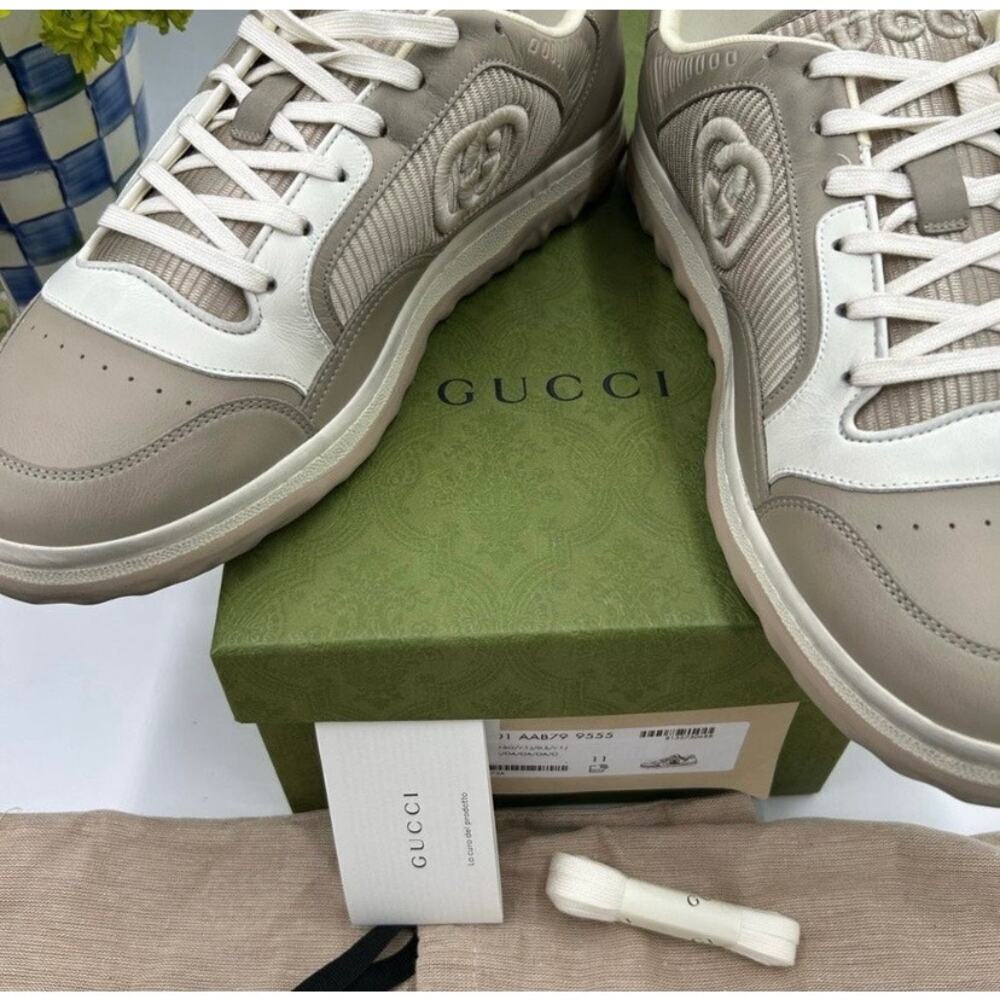 Men's Gucci Mac 80 low top leather sneakers size 11 fits 11.5 US made in Italy - Picture 9 of 14